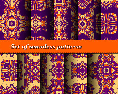 Set of vector seamless abstract pattern.