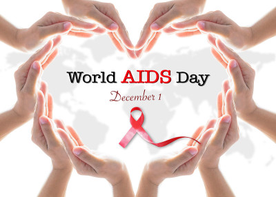 12月1日世界艾滋病日和红丝带意识提高了对艾滋病毒感染者的支持