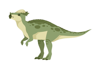 Green Pachycephalosaurus. Cute dinosaur, cartoon d