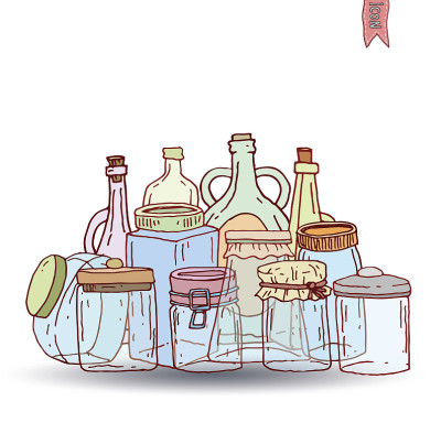 瓶子图标，矢量插图