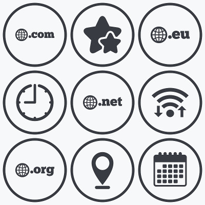 顶级域名的迹象。Com, Eu, Net和Org。