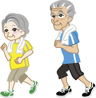 跑步资深夫妇，短袖