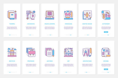 在线培训、学习、教育技术UX、UI入职手机app页面屏幕设置