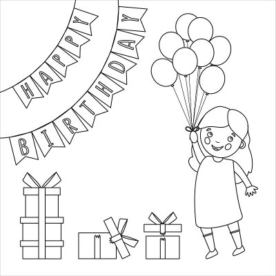 孩子们在节日里收到了礼物。的生日。儿童涂色书。矢量图