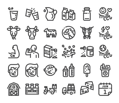 milk icon bold linear icon set