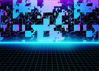 网络空间表面，数字未来复古背景