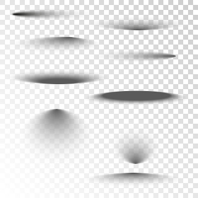 Set of transparent oval shadow with soft edges iso