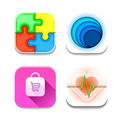 Set Abstract Collection Icons Symbols Signs Heart 