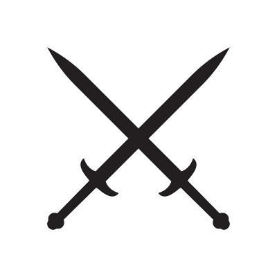 交锋图标。中世纪骑士的武器。矢量插图。
