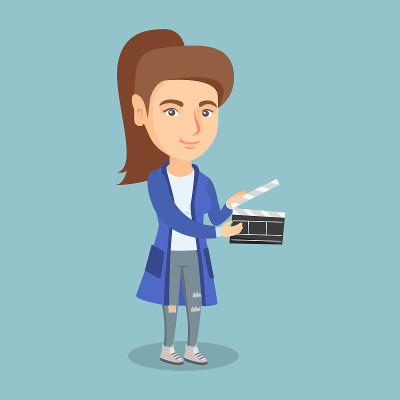 一个白人女人拿着一块开着的挡板