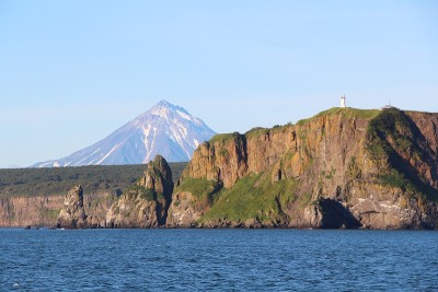 俄罗斯堪察加半岛的海岸线。