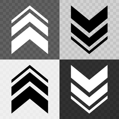 Set of new style black vector arrows isolated on w