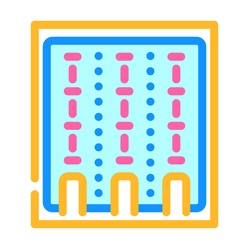 游泳池颜色图标矢量插图