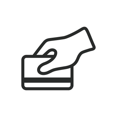 手拿信用卡，ATM图标矢量插图