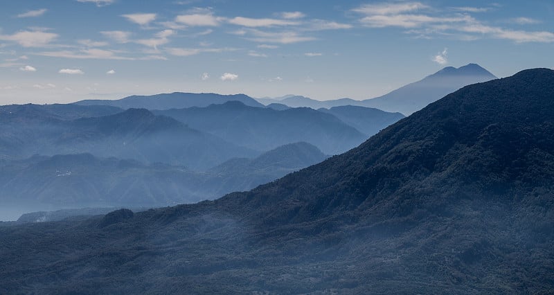 山脉和火山阿卡特南戈和Toliman，危地马拉