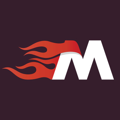 快火字母M图标上的黑暗。