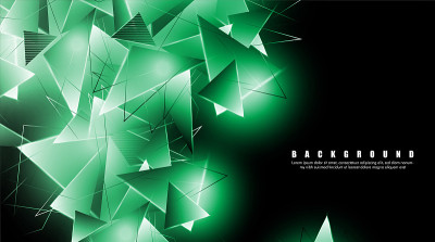 abstract background with glowing green triangles t
