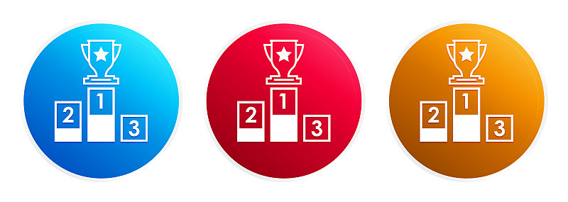 Podium icon premium trendy round button set