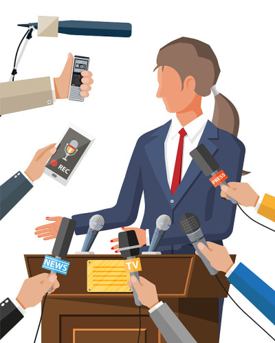 Press conference concept, news, media, journalism.