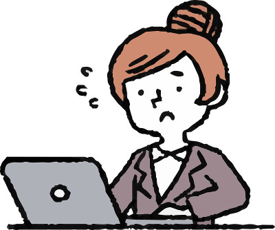 模拟风格的插图工作妇女和笔记本电脑