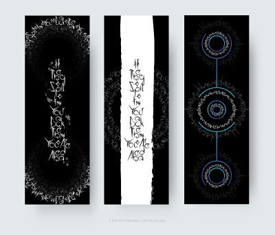 矢量插图，字母组成的圆形设计在黑色的背景