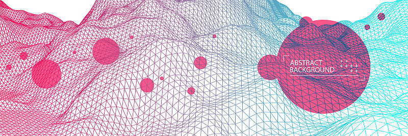 线框景观背景。未来的矢量插图。