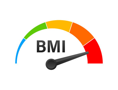 白色背景上的指标bmi。图的概念。矢量图标。