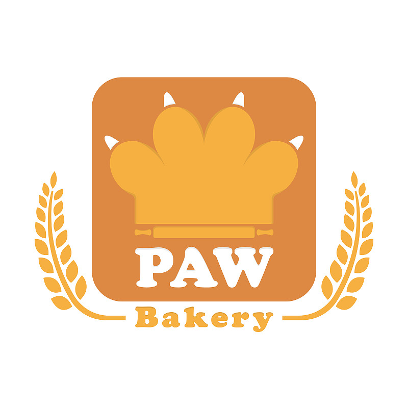 PAW猫面包店面包店标志设计模板在EPS文件插图矢量