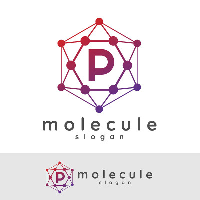 分子首字母P图标设计