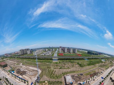 上海轻轨鸟瞰图。