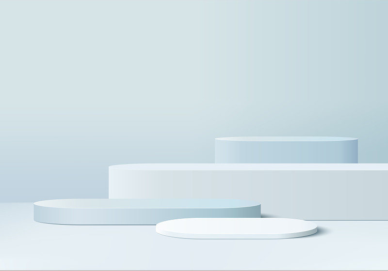 3d背景产品最小的讲台场景与几何平台。背景矢量3d与讲台。展示化妆品。舞台展示台座上的现代工作室蓝色