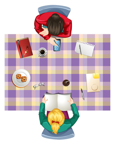 A top view of table