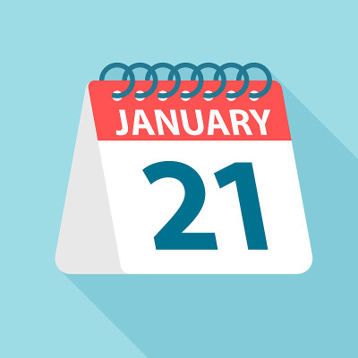1月21日-日历图标。一个月的一天的矢量插图。日历模板