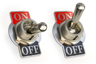 复古拨动开关ON OFF隔离在白色背景。