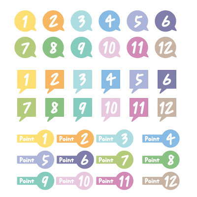 A set of point and number icons.