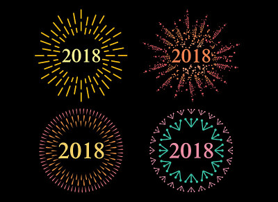 2018年新年快乐。假日矢量插图与节日排版构成