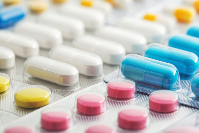 medical pills in plastic box. Pharmacy and medicin