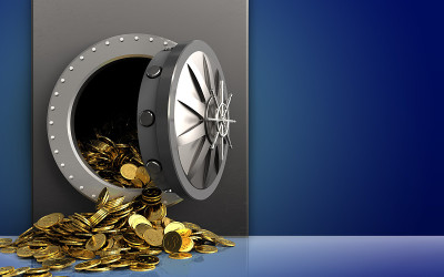3d金币在蓝色之上
