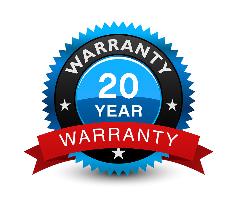 Excellent blue colored 20 year warranty seal, badg