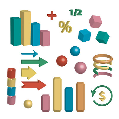 Set of vector 3D objects for business infographics