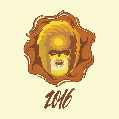 新年的象征。2016猴年。