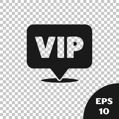 黑色位置Vip图标隔离在透明的背景。向量
