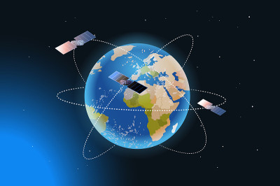 空间探索航天技术概念观测卫星绕地球轨道飞行