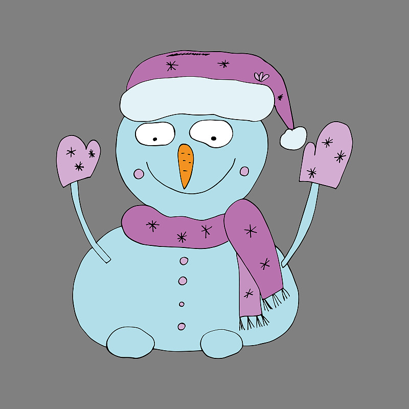 戴着粉红色帽子和围巾的雪人