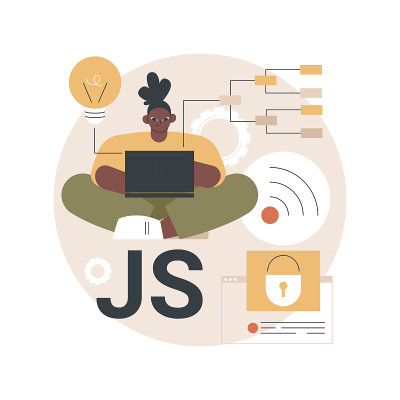 JavaScript抽象概念矢量插图。