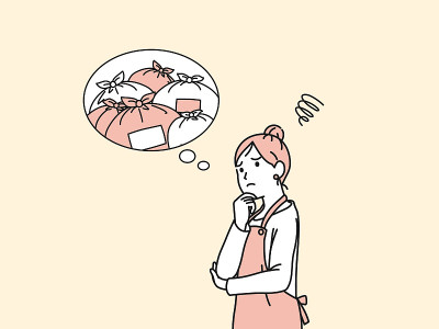 在垃圾插图中遇到麻烦的女人