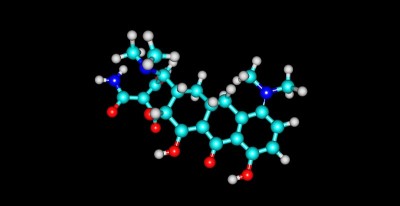 米诺环素分子孤立在黑色