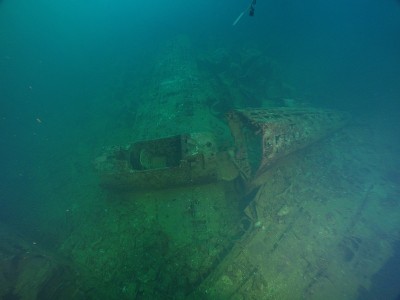 Famous wreck ship Fujikawa maru in Truk lagoon