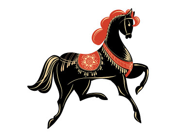 Gorodets画马