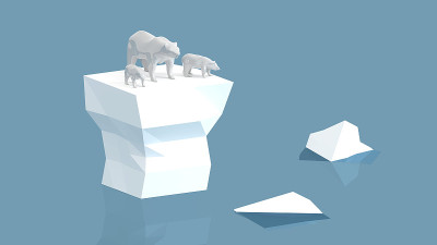 On white iceberg family polar bears